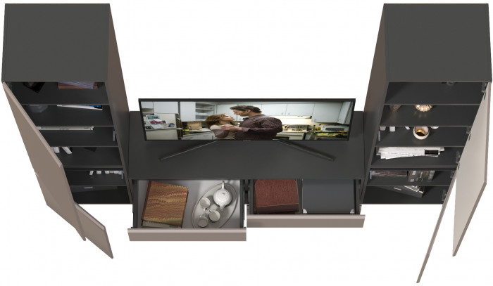 Сидней Комплектация № 007, корпус: антрацит/фасады: МДФ веллюто капучино