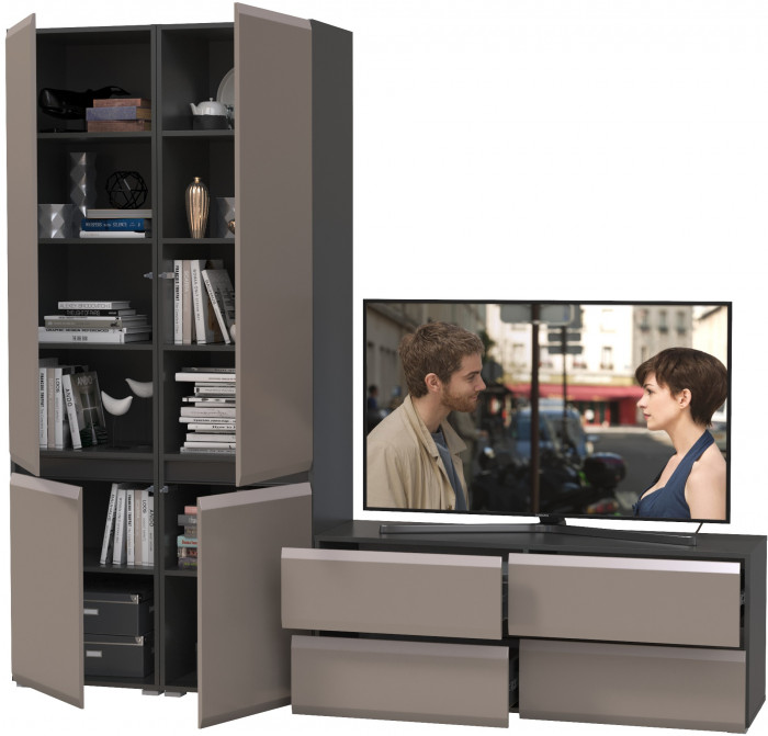 Сидней Комплектация № 007, корпус: антрацит/фасады: МДФ веллюто капучино