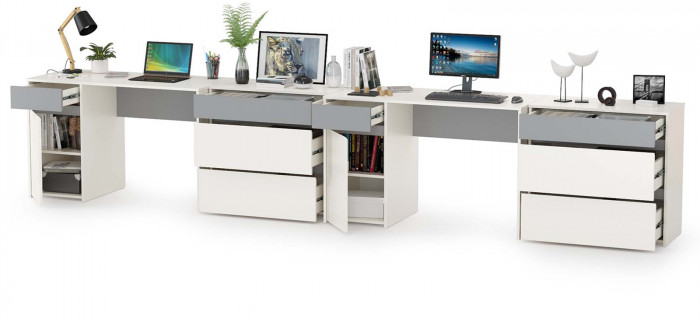 Торонто Компоновка № 14, белый шагрень/стальной серый