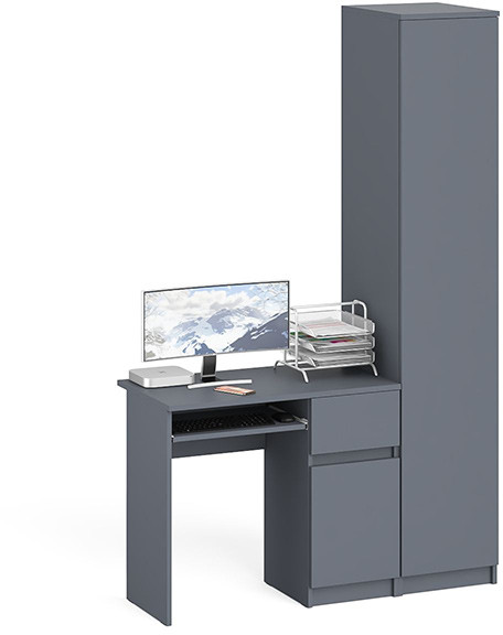 Мори компьютерный стол МС-1 правый + Пенал МШ400.1, графит