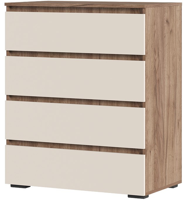 Хелен КМ 02 Комод 802 4 ящика (0,802х0,958х0,460) кашемир/дуб крафт табачный