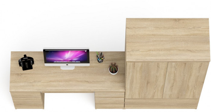 Мори Стол компьютерный МС-2 + Шкаф МШ900.1, цвет дуб сонома, ШхГхВ 225,8х50,4х179,6 см., универсальная сборка