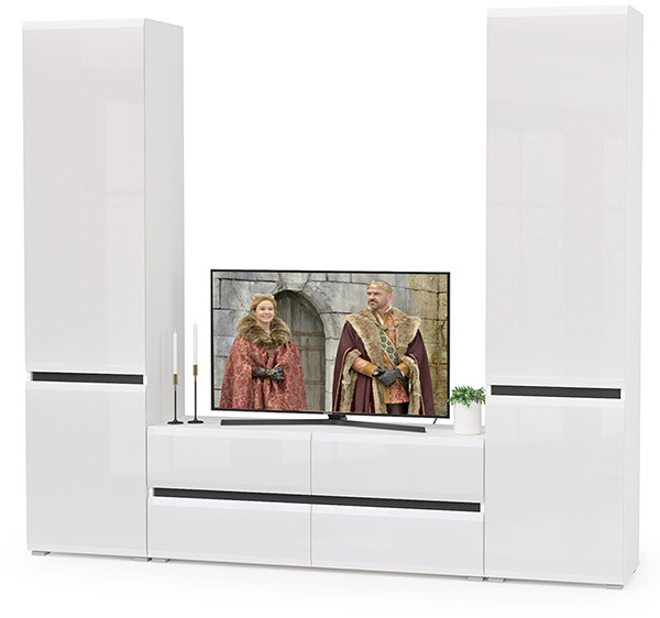 Сидней Комплектация № 007, корпус: белый/чёрный/фасады: МДФ белый глянец