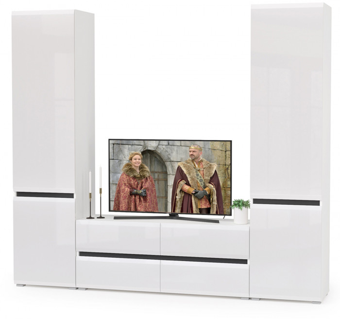 Сидней Комплектация № 007, корпус: белый/чёрный/фасады: МДФ белый глянец