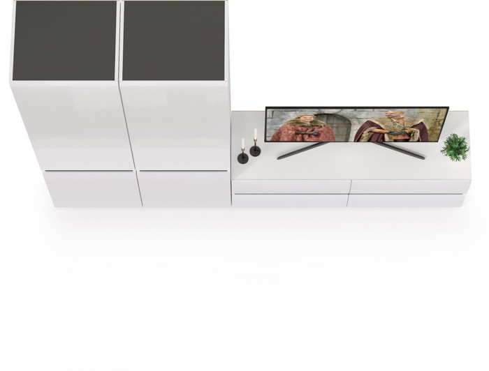 Сидней Комплектация № 007, корпус: белый/чёрный/фасады: МДФ белый глянец