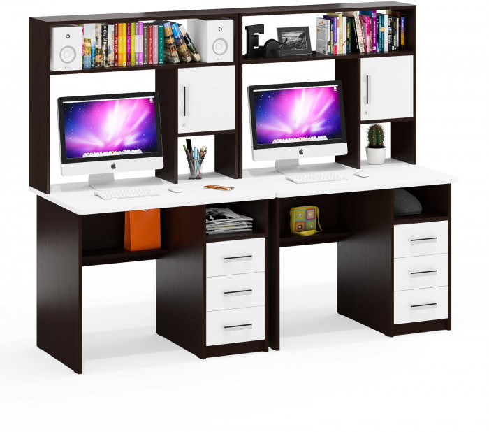 компьютерный стол С-МД-СК9+компьютерный стол С-МД-СК9, венге/белый шагрень