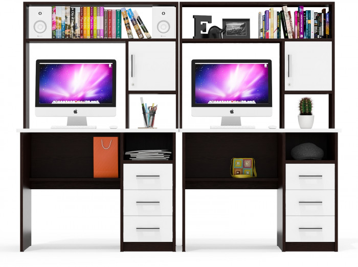 компьютерный стол С-МД-СК9+компьютерный стол С-МД-СК9, венге/белый шагрень