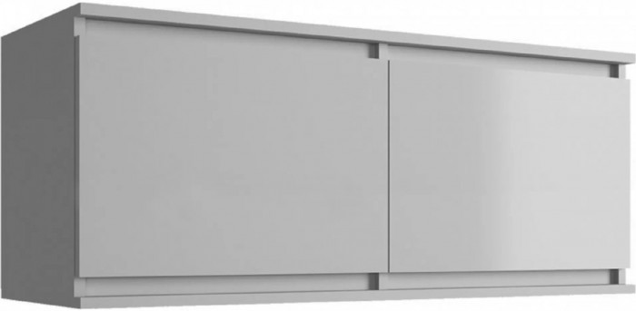 Челси Полка навесная (Антресоль малая) (Белый глянец, Дуб Сонома)