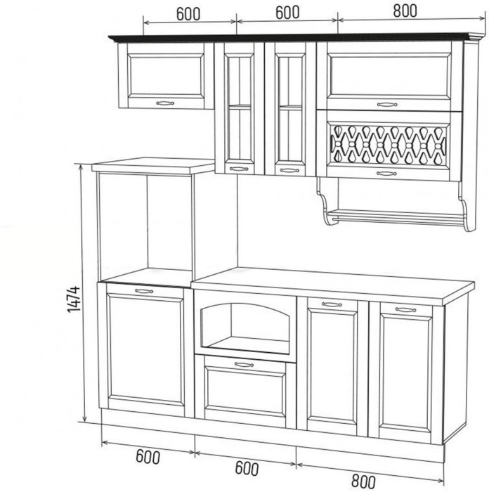 Кухня МДФ 2000 Милано Компоновка №3 (Шарли пинк)
