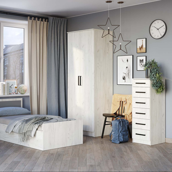 "Фиеста" комод 400 (400х1200х500) дуб крафт белый