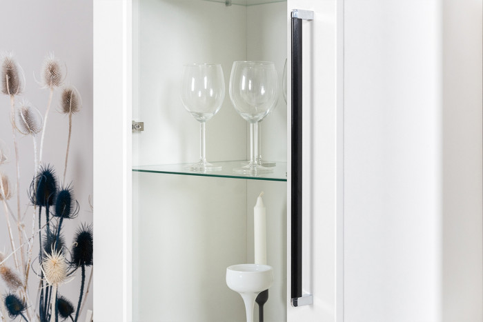 Валенсия Гостиная № 069, цвет ЛДСП белый шагрень/МДФ белый шагрень, ШхГхВ 327,2х38,3х225,2 см., ниша для ТВ 133х38х117 см., универсальная сборка