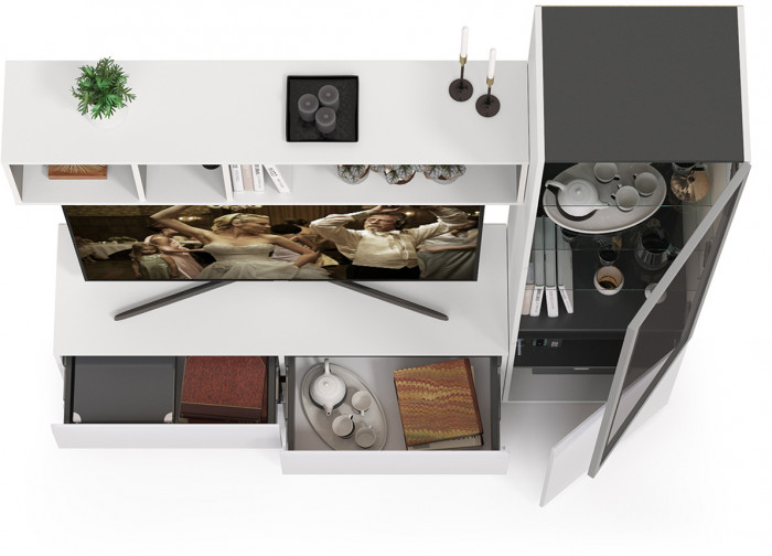 Сидней Комплектация № 008, корпус: белый/чёрный/фасады: МДФ белый глянец