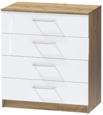 Комод №1 "Иннэс-7", Крафт золотой/Белый глянец