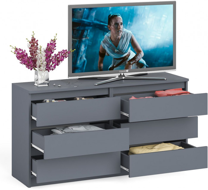 Мори Комод МК1380.6, цвет графит, ШхГхВ 138х41х73 см.