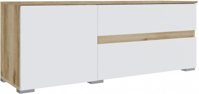 Тумба ТВ малая Плейона, Дуб делано/Белый