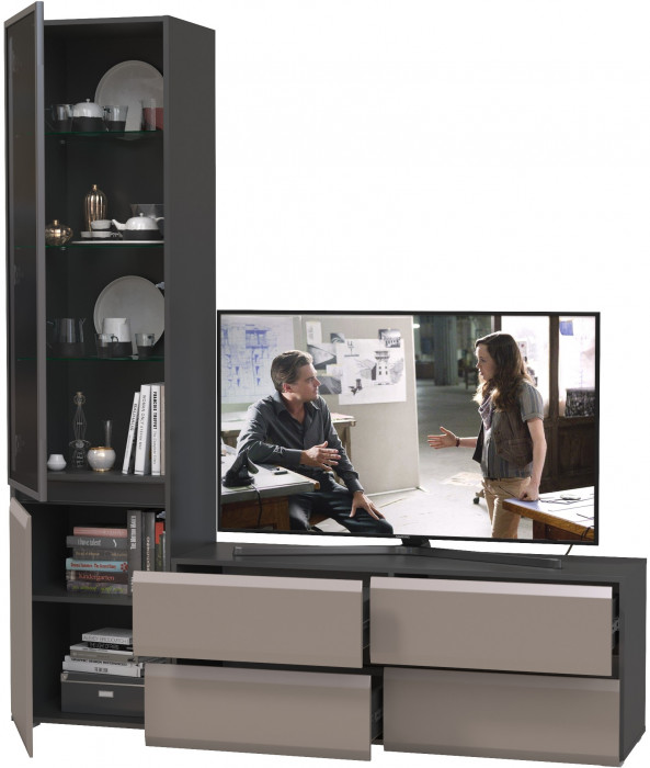 Сидней Комплектация № 009, корпус: антрацит/фасады: МДФ веллюто капучино