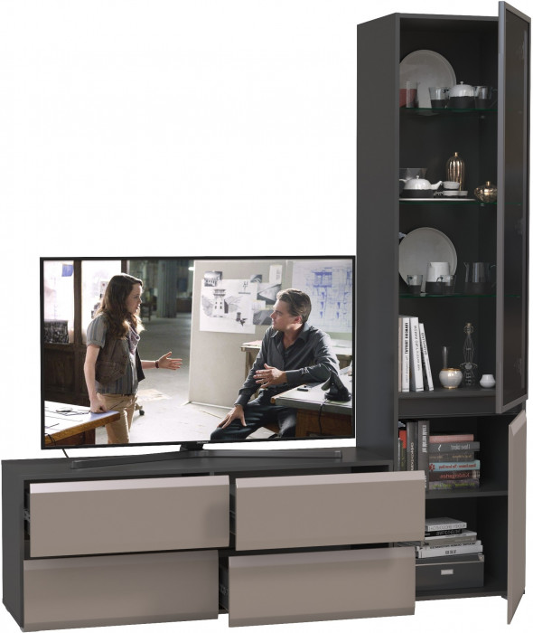 Сидней Комплектация № 009, корпус: антрацит/фасады: МДФ веллюто капучино