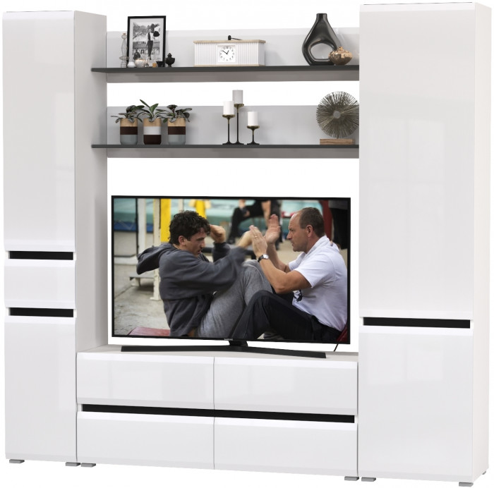 Сидней Комплектация № 071, корпус: белый/чёрный/фасады: МДФ белый глянец