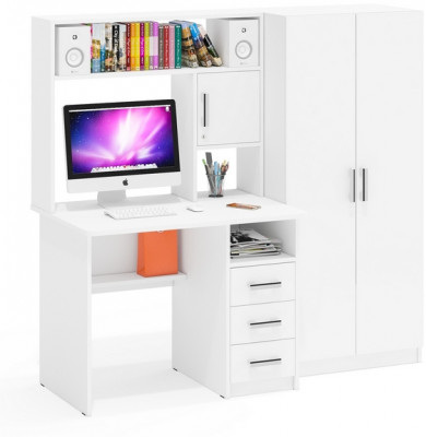 компьютерный стол С-МД-СК9+Шкаф С-МД-СК9Ш, белый шагрень