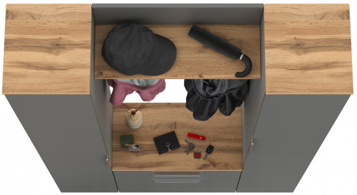 Октава Прихожая 18, серый графит/дуб крафт золотой/фасады МДФ серый графит