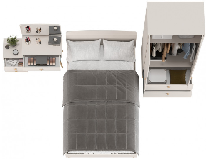 Афина Спальня 03-1200, цвет кашемир серый, сп.м. 1200х2000 мм., б/м, основание есть - фанера