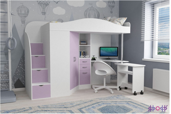 Кровать-чердак Юниор 4 (Венге/Ясень Анкор темный)