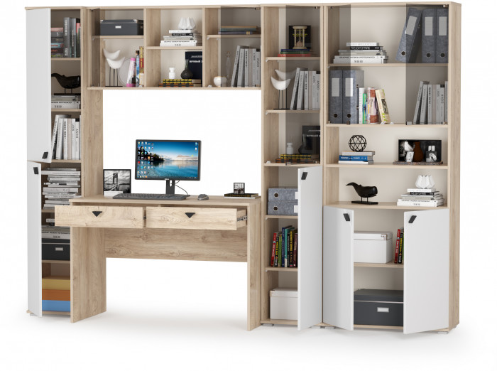 Бостон № 33, дуб эндгрейн элегантный/фасады МДФ милк рикамо софт