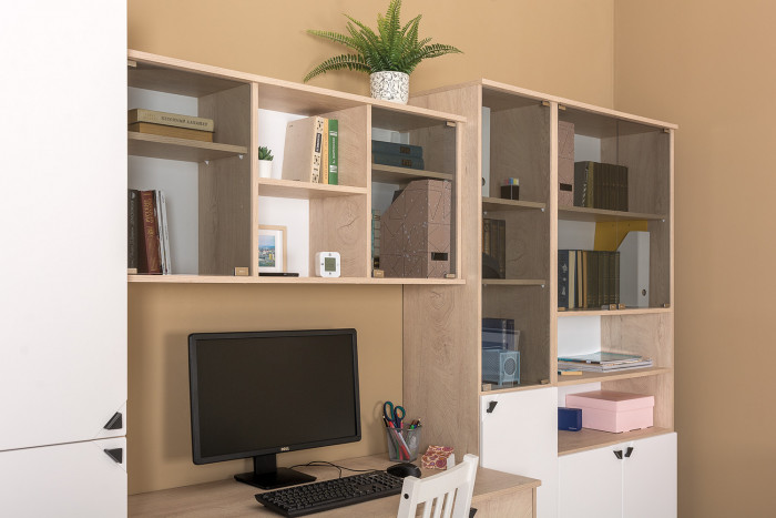 Бостон № 33, дуб эндгрейн элегантный/фасады МДФ милк рикамо софт