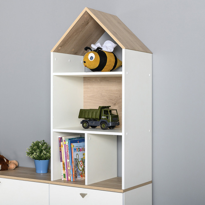 Эйп 13.14 Стеллаж + 13.14 Стеллаж + 13.14 Стеллаж, цвет белый/дуб белый, ШхГхВ 159х41,5х183,8 см., универсальная сборка