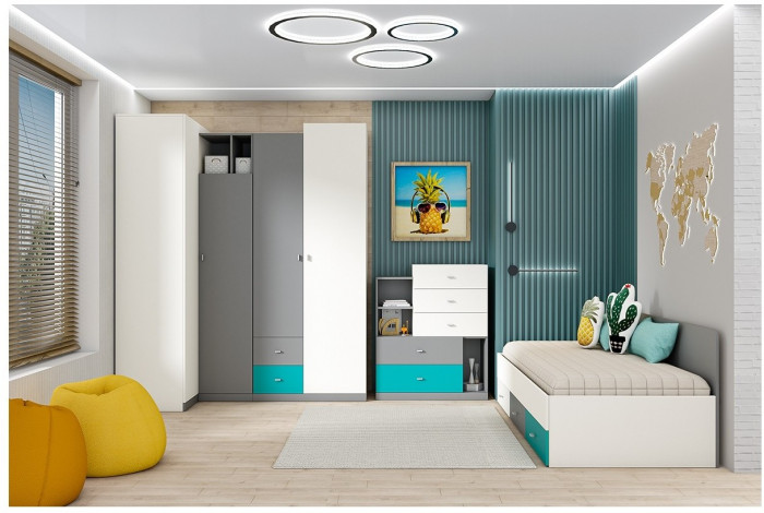 Модульная детская Клео набор 3 (Графит/Миндаль/Солнечный)