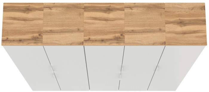 Октава Набор шкафов 46, цвет белый шагрень/дуб крафт золотой/фасады МДФ белый шагрень, ШхГхВ 161х35,3х197,6 см., универсальная сборка