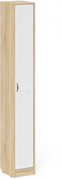 Прихожая П-6 Компоновка № 22, цвет дуб сонома/фасады МДФ белое дерево фрезеровка ромб, ШхГхВ 80х35х210 см., универсальная сборка