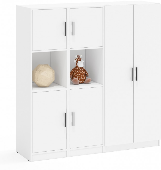 Шкаф С-МД-СК9Ш+Пенал С-МД-СК9П+Пенал С-МД-СК9П, белый шагрень