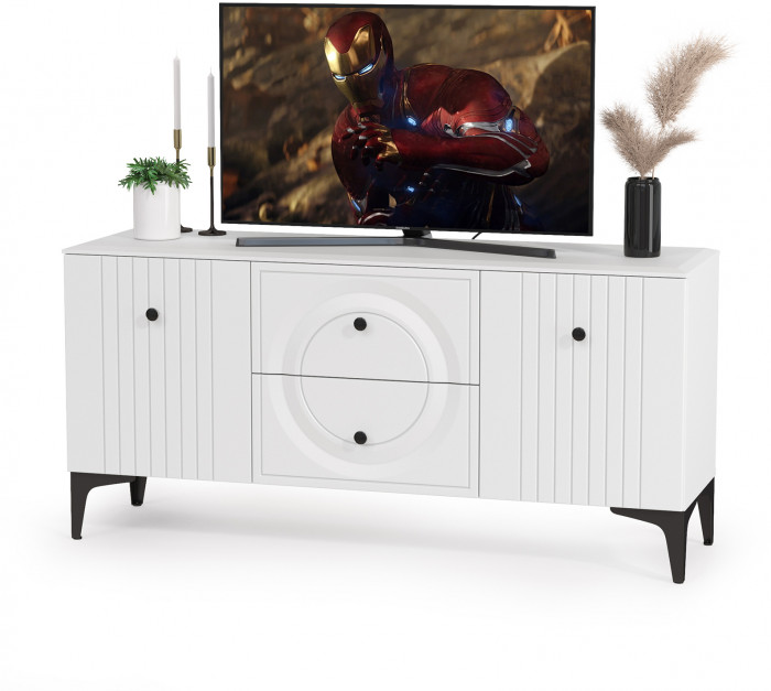 Валенсия Гостиная № 058, ЛДСП белый шагрень/МДФ белый шагрень