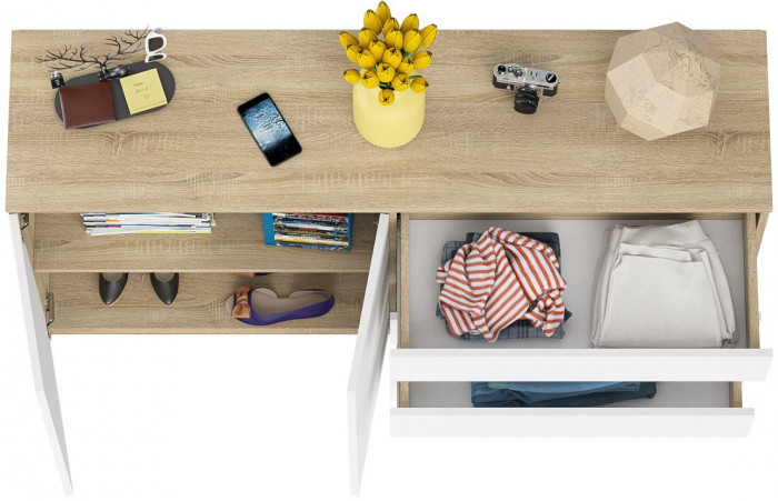 Мори Комод МК1600.1, дуб сонома/белый