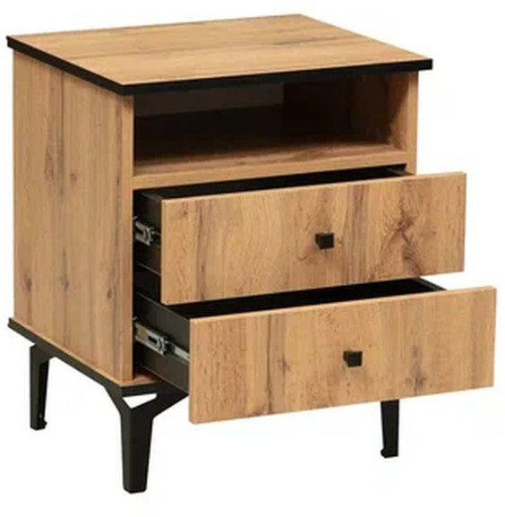 Тумба прикроватная Либерти 51.17 (опора h150) Дуб Вотан/Черный