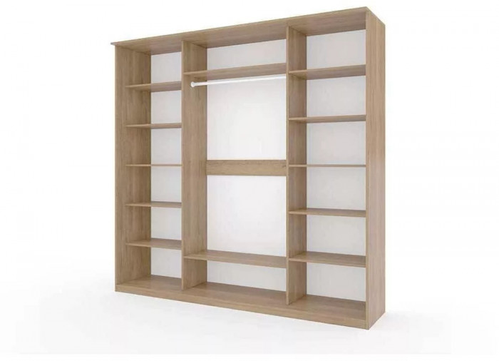 Шкаф купе Модерн 2362х600 4-х дверный 3-х секционный зеркальный с пескоструем №3 ясень