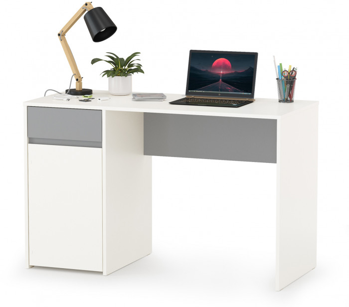 Торонто Компоновка № 01, цвет белый шагрень/стальной серый, ШхГхВ 320х53,1х195,7 см., универсальная сборка