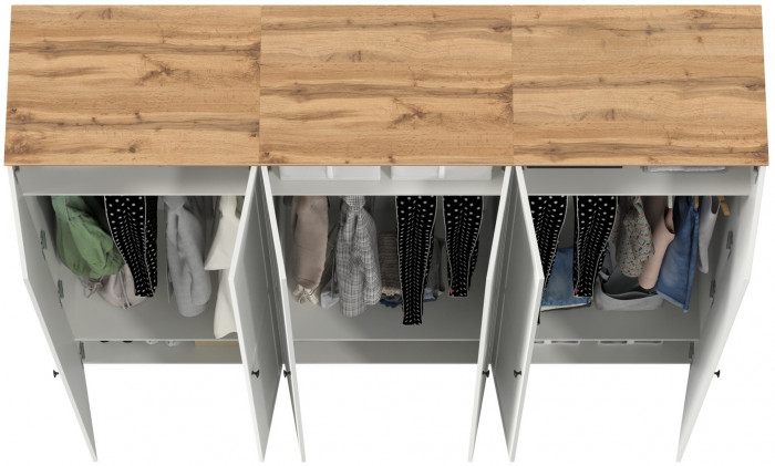 Остин 13.224 Шкаф 3 шт., цвет белый шагрень/дуб крафт золотой, ШхГхВ 240х54,3х229,6 см.