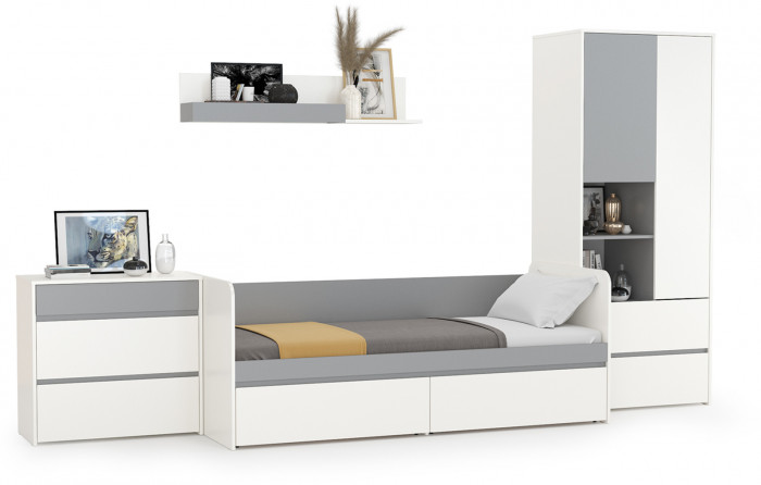 Торонто Компоновка № 19, белый шагрень/стальной серый