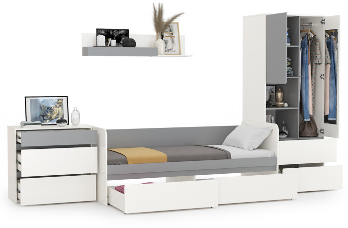 Торонто Компоновка № 19, белый шагрень/стальной серый