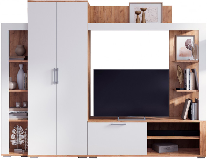 Гостиная Невада Софт Вайт/Дуб Крафт Золото