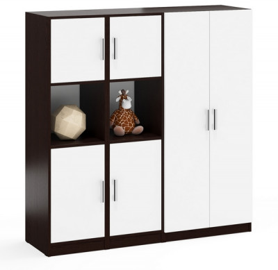 Шкаф С-МД-СК9Ш+Пенал С-МД-СК9П+Пенал С-МД-СК9П, венге/белый шагрень