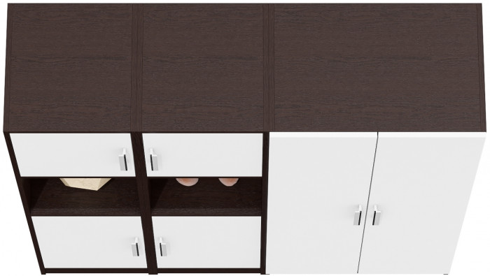 Шкаф С-МД-СК9Ш+Пенал С-МД-СК9П+Пенал С-МД-СК9П, венге/белый шагрень