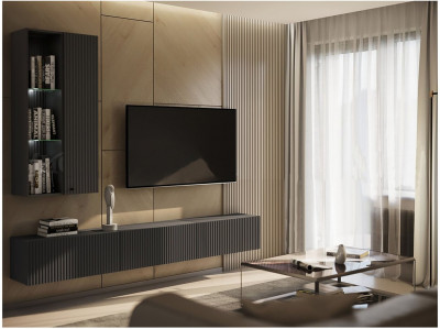 Модульная гостиная Оливия, композиция 2 (Графит, Графит глянец)