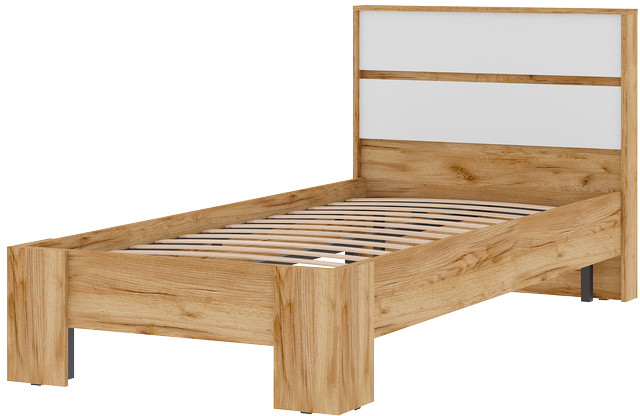 Хелен КР 01 Кровать 0.9х2.0 (0,970х0,928х2,114) белый/дуб крафт золото