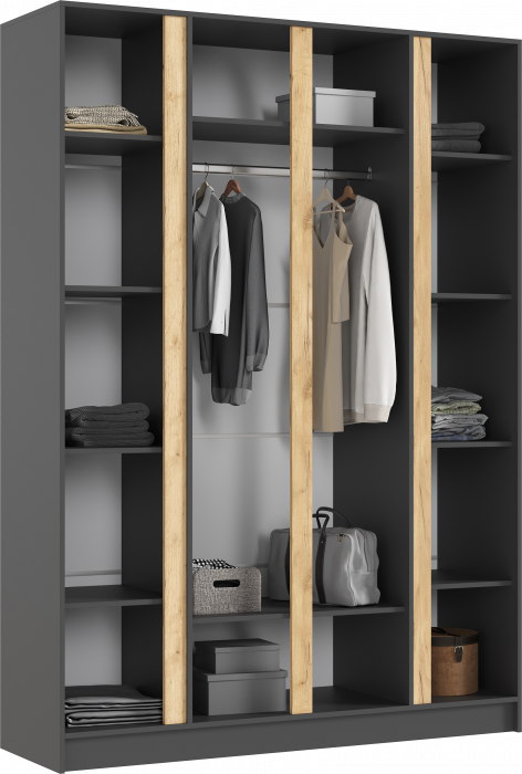 Келвин Шкаф 4-х створчатый (1600) (Графит, Графит)