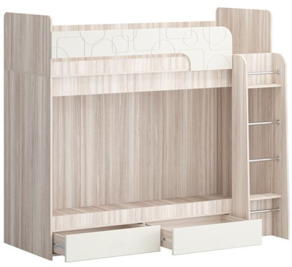 Двухъярусная кровать Бемби МДФ NEW, ясень (Роза, Ясень шимо светлый)