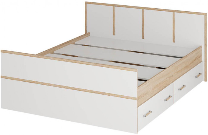 Кровать без основания 1,6 м "Сакура" дуб сонома/белый
