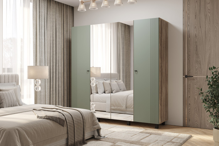 Шкаф 4-х створчатый "Олива" ШК-13 Дуб каньон/МФ12 Эвкалипт